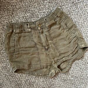 Free people green linen shorts